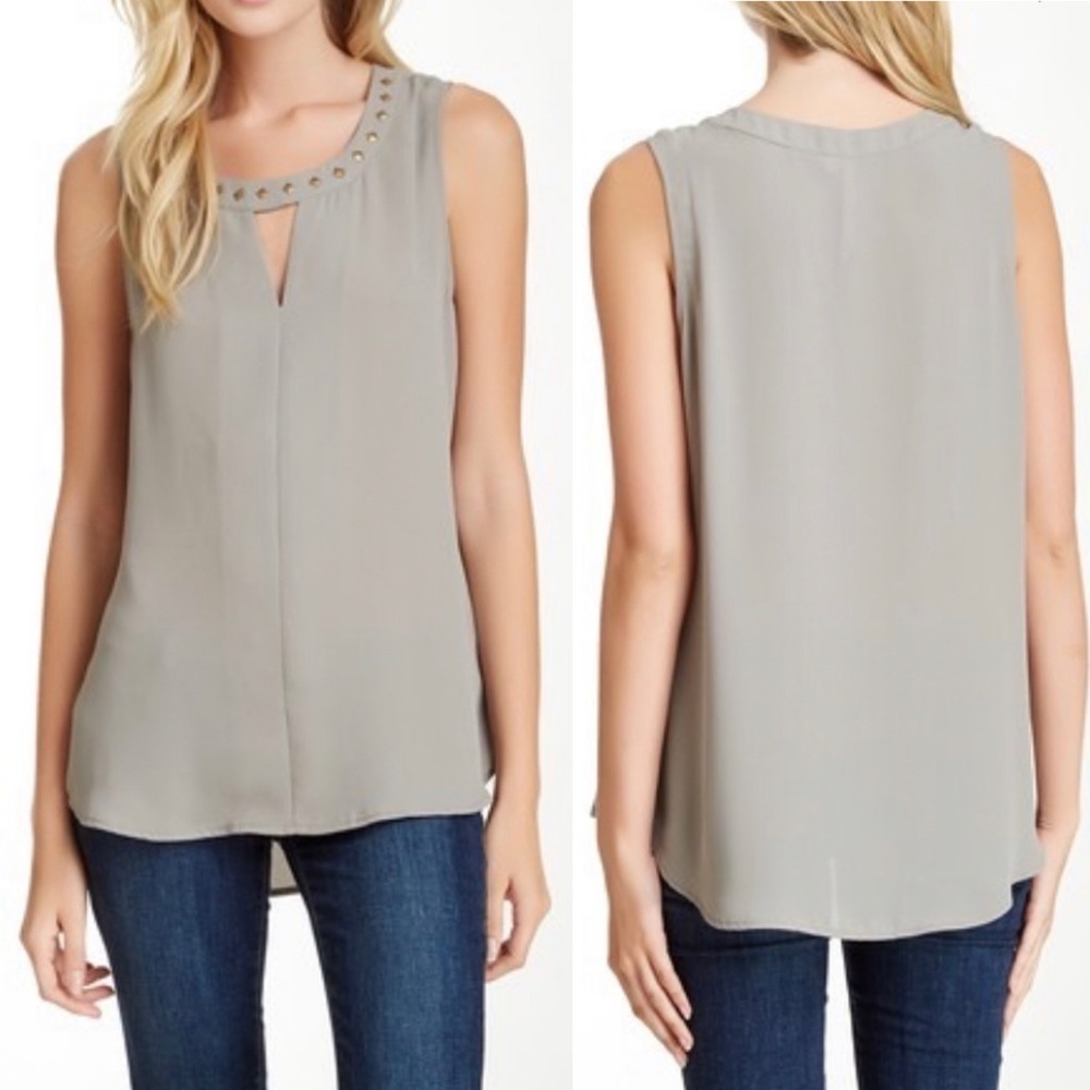 Bellatrix Keyhole Sleeveless Sheer Studded Tunic M